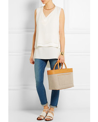 hellbeige Shopper Tasche aus Segeltuch von Victoria Beckham