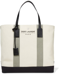 hellbeige Shopper Tasche aus Segeltuch von Saint Laurent