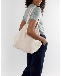hellbeige Shopper Tasche aus Wildleder von Asos