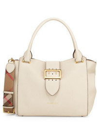 hellbeige Shopper Tasche mit Karomuster