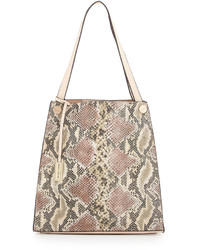 hellbeige Shopper Tasche mit Schlangenmuster