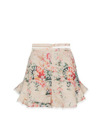 hellbeige Shorts mit Blumenmuster von Zimmermann