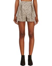 hellbeige Shorts mit Leopardenmuster