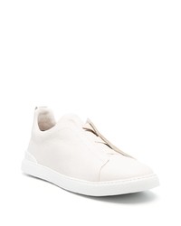 hellbeige Slip-On Sneakers aus Leder von Zegna