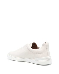 hellbeige Slip-On Sneakers aus Leder von Zegna