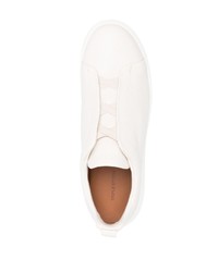 hellbeige Slip-On Sneakers aus Leder von Zegna