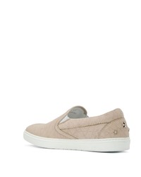 hellbeige Slip-On Sneakers aus Leder von Jimmy Choo