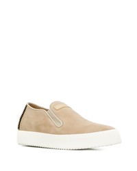 hellbeige Slip-On Sneakers aus Leder von Giuseppe Zanotti