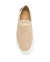 hellbeige Slip-On Sneakers aus Leder von Giuseppe Zanotti