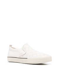 hellbeige Slip-On Sneakers aus Leder von Coach