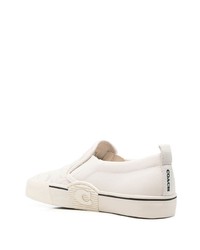 hellbeige Slip-On Sneakers aus Leder von Coach