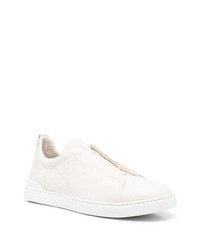 hellbeige Slip-On Sneakers aus Leder von Zegna