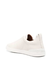 hellbeige Slip-On Sneakers aus Leder von Zegna