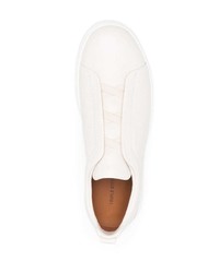 hellbeige Slip-On Sneakers aus Leder von Zegna