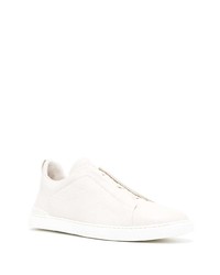 hellbeige Slip-On Sneakers aus Leder von Zegna