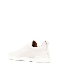 hellbeige Slip-On Sneakers aus Leder von Zegna