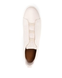 hellbeige Slip-On Sneakers aus Leder von Zegna