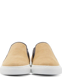 hellbeige Slip-On Sneakers aus Segeltuch von Balmain