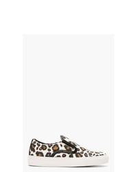hellbeige Slip-On Sneakers aus Wildleder mit Leopardenmuster von Mother of Pearl