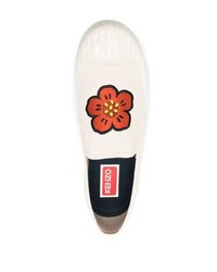 hellbeige Slip-On Sneakers mit Blumenmuster von Kenzo