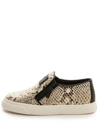 hellbeige Slip-On Sneakers mit Schlangenmuster von Giuseppe Zanotti