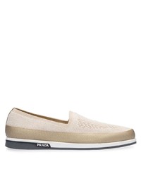 hellbeige Slip-On Sneakers von Prada