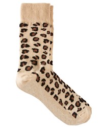 hellbeige Socken mit Leopardenmuster