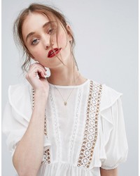 hellbeige Spitze Bluse mit Rüschen von Asos