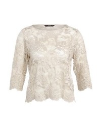 hellbeige Spitze Langarmbluse von Only