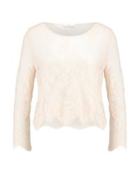hellbeige Spitze Langarmbluse von Only