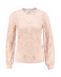 hellbeige Spitze Langarmbluse von Only