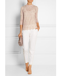 hellbeige Spitze Pullover mit einem Rundhalsausschnitt von DAY Birger et Mikkelsen