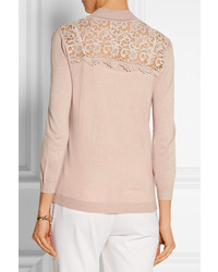 hellbeige Spitze Pullover mit einem Rundhalsausschnitt von DAY Birger et Mikkelsen