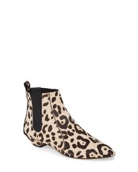 hellbeige Stiefeletten aus Kalbshaar mit Leopardenmuster