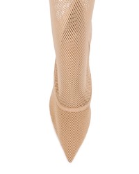 hellbeige Stiefeletten aus Netzstoff von Gianvito Rossi