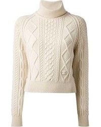 hellbeige Strick kurzer Pullover von Chanel