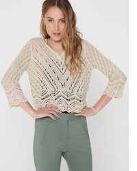 hellbeige Strick kurzer Pullover von Jdy