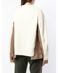hellbeige Strick Oversize Pullover von Sacai