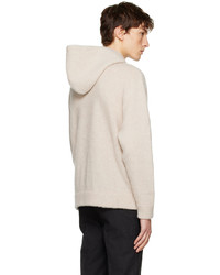 hellbeige Strick Pullover mit einem Kapuze von Solid Homme