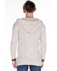 hellbeige Strick Pullover mit einem Kapuze von Cipo & Baxx