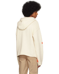 hellbeige Strick Pullover mit einem Kapuze von JW Anderson