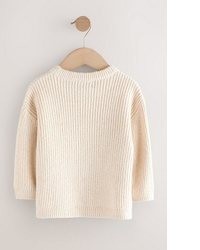 hellbeige Strick Pullover mit einem Rundhalsausschnitt von next