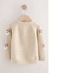 hellbeige Strick Pullover mit einem Rundhalsausschnitt von next