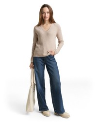 hellbeige Strick Pullover von Tom Tailor