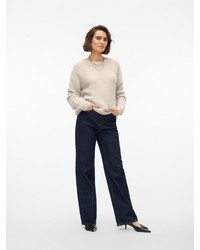 hellbeige Strick Pullover von Vero Moda