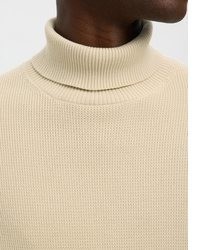 hellbeige Strick Rollkragenpullover von Selected