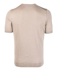 hellbeige Strick Seide T-Shirt mit einem Rundhalsausschnitt von Barba