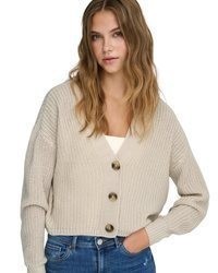 hellbeige Strick Strickjacke von Only