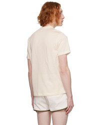 hellbeige Strick T-Shirt mit einem Rundhalsausschnitt aus Netzstoff von Haulier