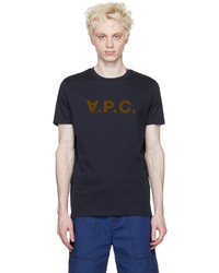 hellbeige Strick T-Shirt mit einem Rundhalsausschnitt von A.P.C.